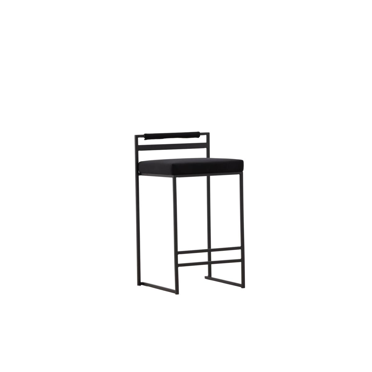 Svea - Pano barkruk 66 cm - velvet - zwart