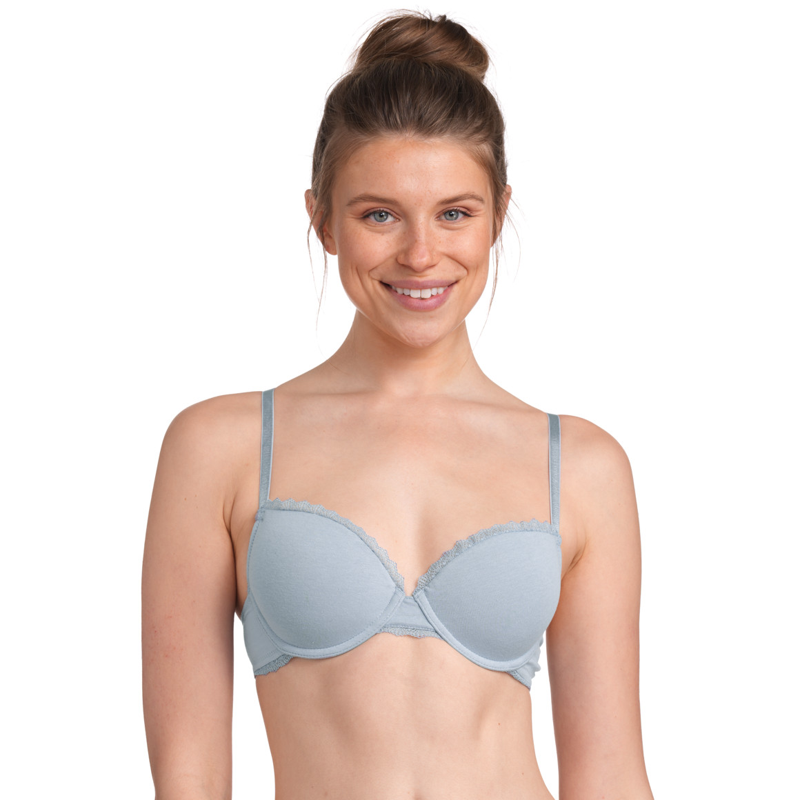 Gina Benotti 2 Damen Bügel-BHs mit Spitze blau / hellblau