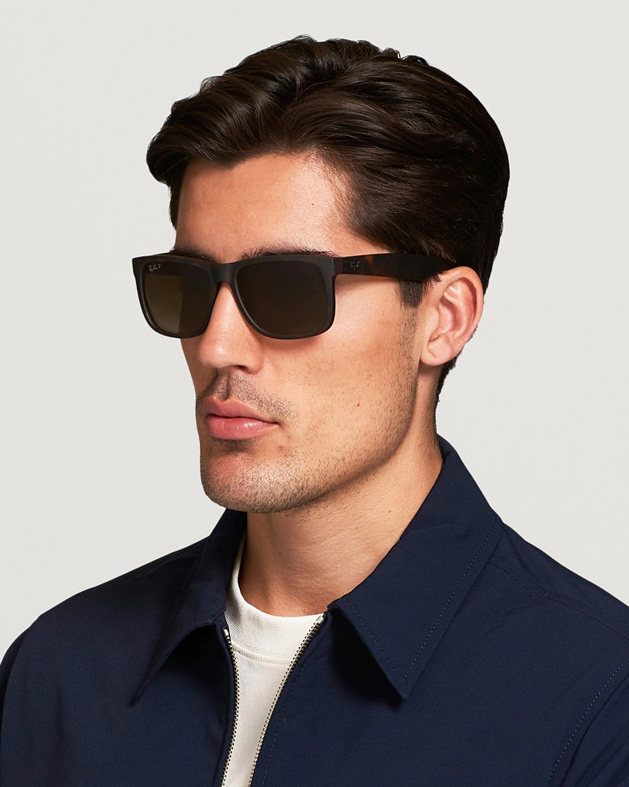 Ray-Ban 0RB4165 Justin Polarized Wayfarer Sunglasses Havana/Brown