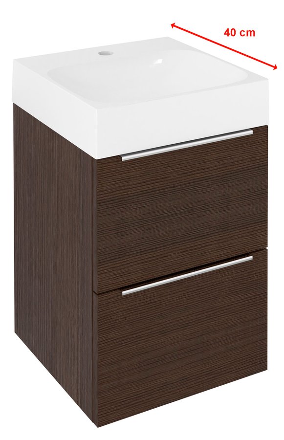Sapho Emona Compact wastafelmeubel 55cm donkerbruin met witte wastafel