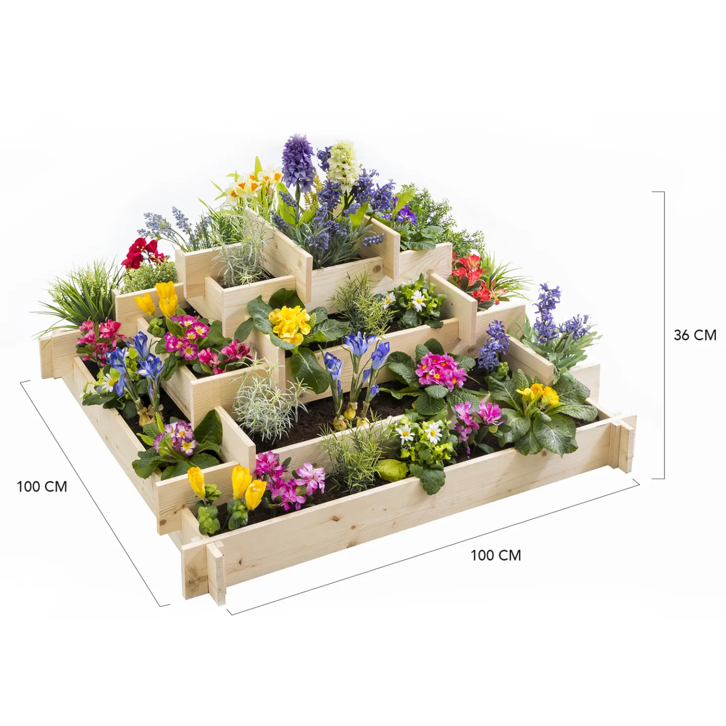 Carré potager pyramide KEO en bois 4 étages bac à fleurs 100 CM