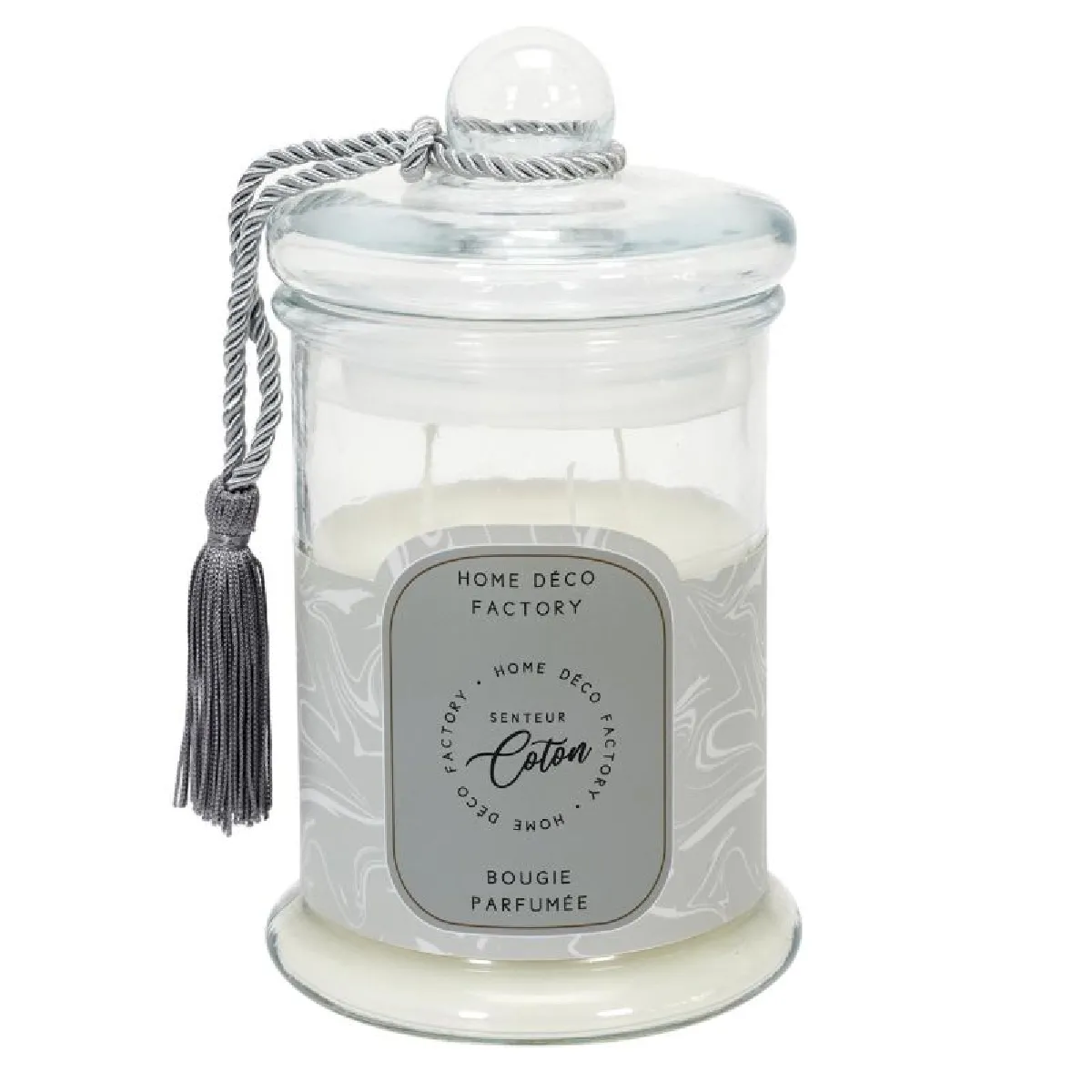 The Home Deco Factory the_home_deco_factory Bougie Parfumée Bonbonnière - Gris/Coton
