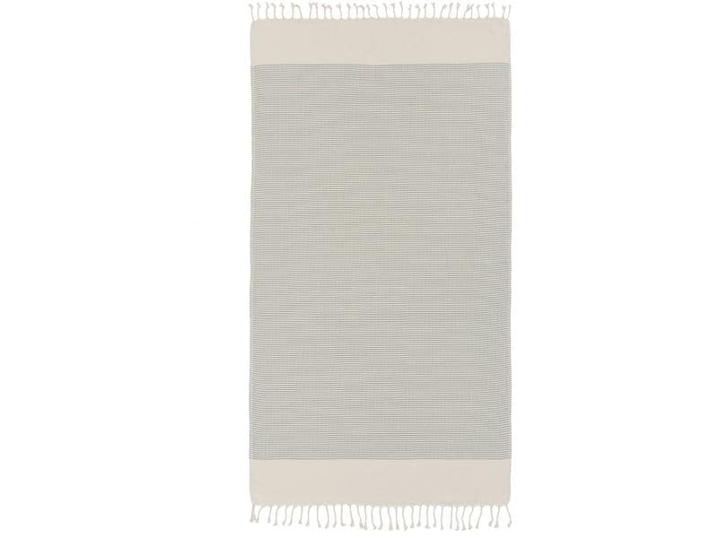 Urbanara Strandtuch Bolu 95 x 180 cm, Grüngrau / Naturweiss Badetuch
