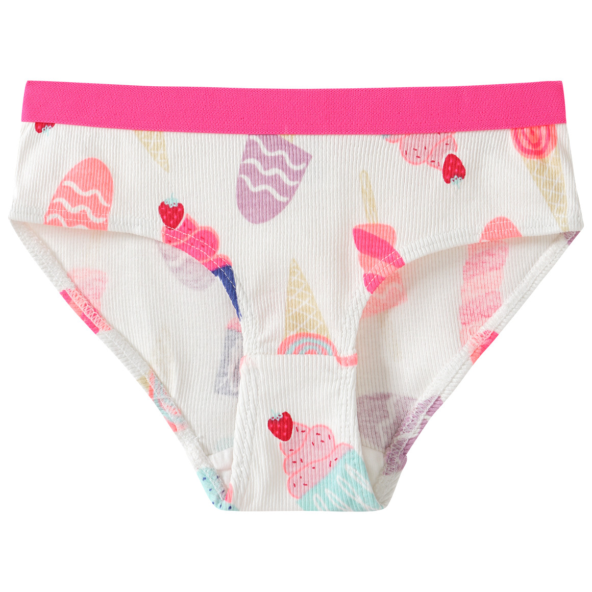 Famy 3 Mädchen Slips mit Rippstruktur weiss / helltürkis / rosa