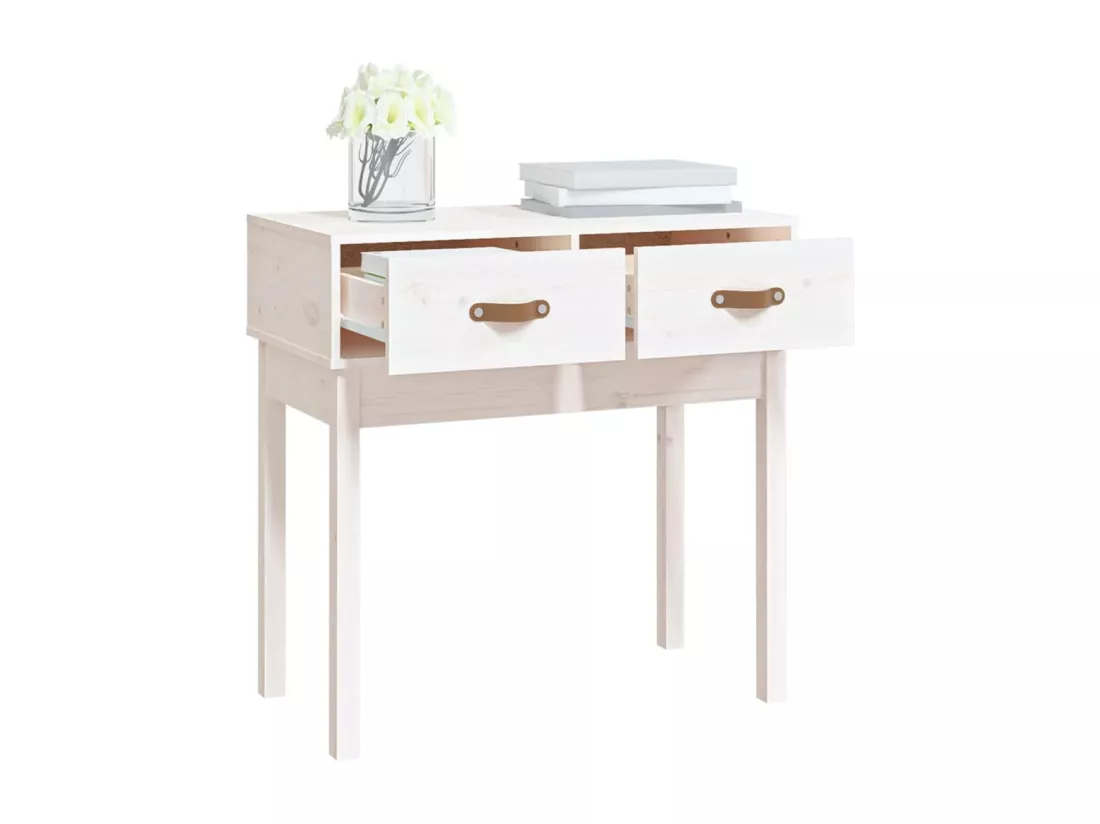 Table console Blanc 76,5x40x75 cm Bois massif de pin