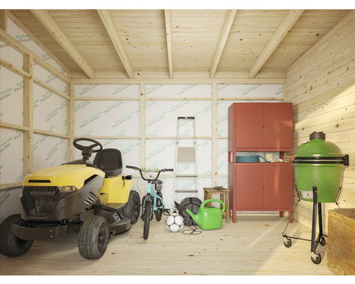 Palmako Kalle tuinhuis, 16,9 m², inclusief vloer- en schopbescherming, 611 x 387 cm, natuurlijke afwerking