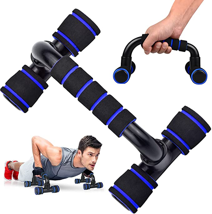 (2er Set) Liegestütze Griffe gepolsterte Fitness Push-Up Bars Home Workout - Schwarz / Blau