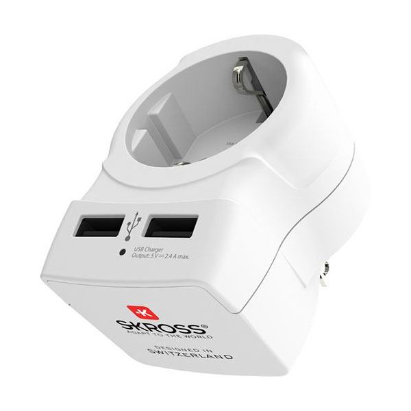 Skross Adapt. Europeu de Schuko para Eua Europe To Usa   2xUSB - EU2USA2USB