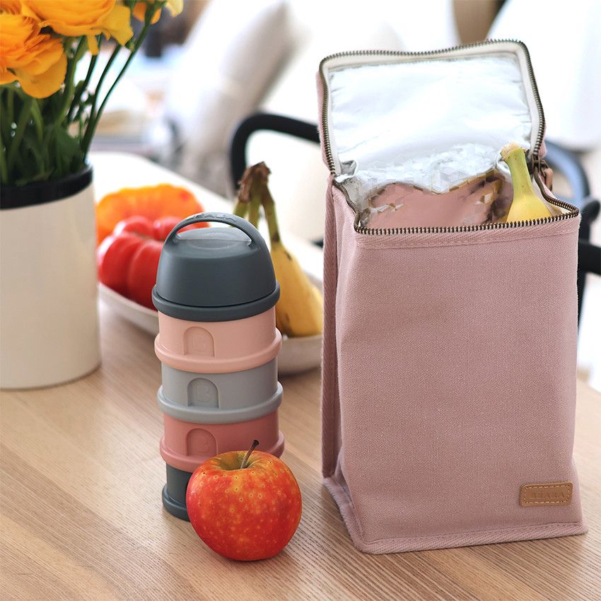 Pochette repas isotherme dusty rose - Ecru