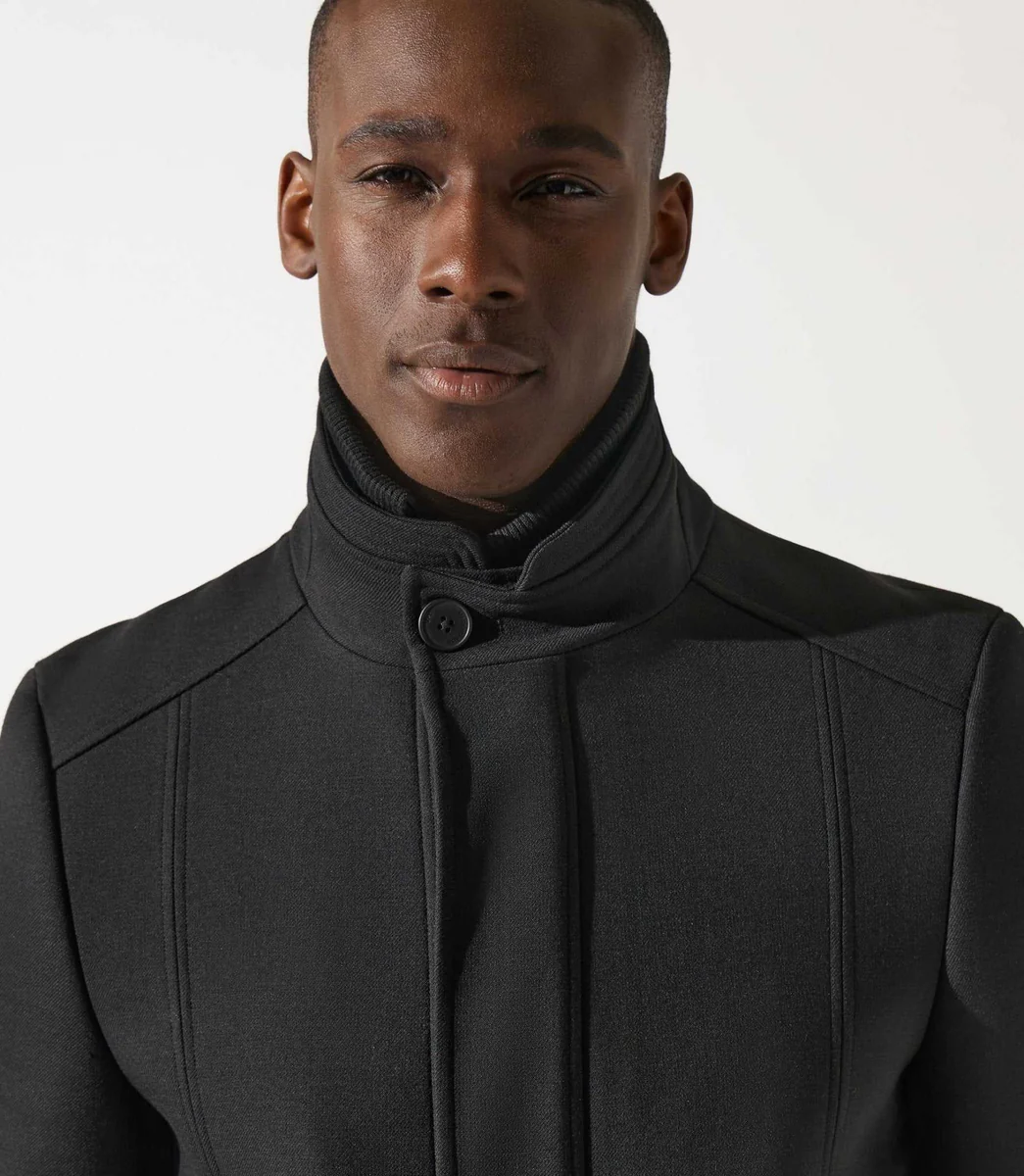Manteau ville en laine noir INEON