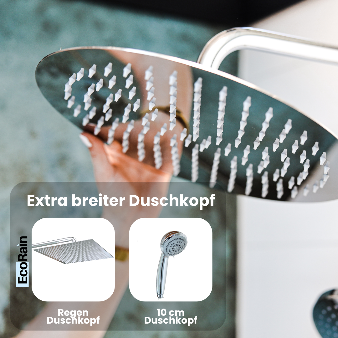 EcoRain Waterbesparende Regendouchekop Tyler Vierkant 30 cm Chroom - 30% Waterbesparende Douchekop - Waterbesparende Douchekop - Moderne Universele Regendouchekop - Grote Anti-verbrandingsdouchekop