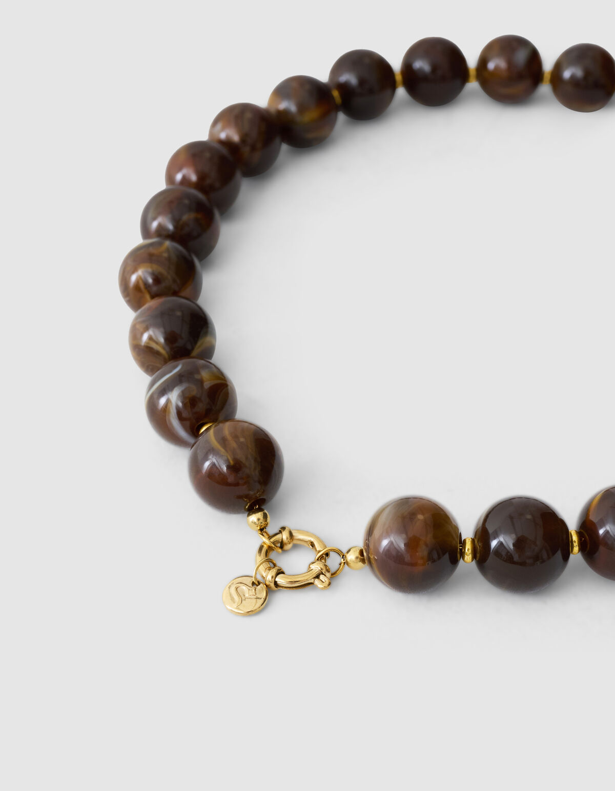 Ronde Beaded Ketting Bruin