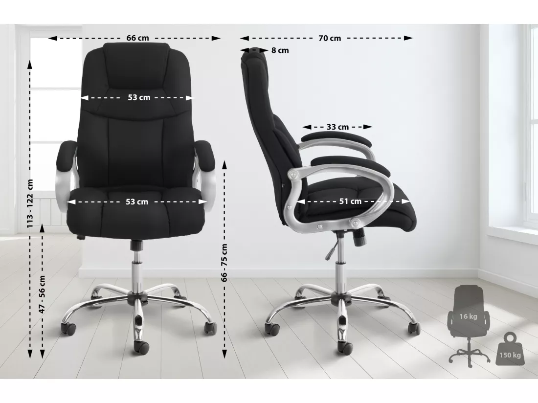 Chaise de bureau - Similicuir & Métal - Noir - Apoll XL