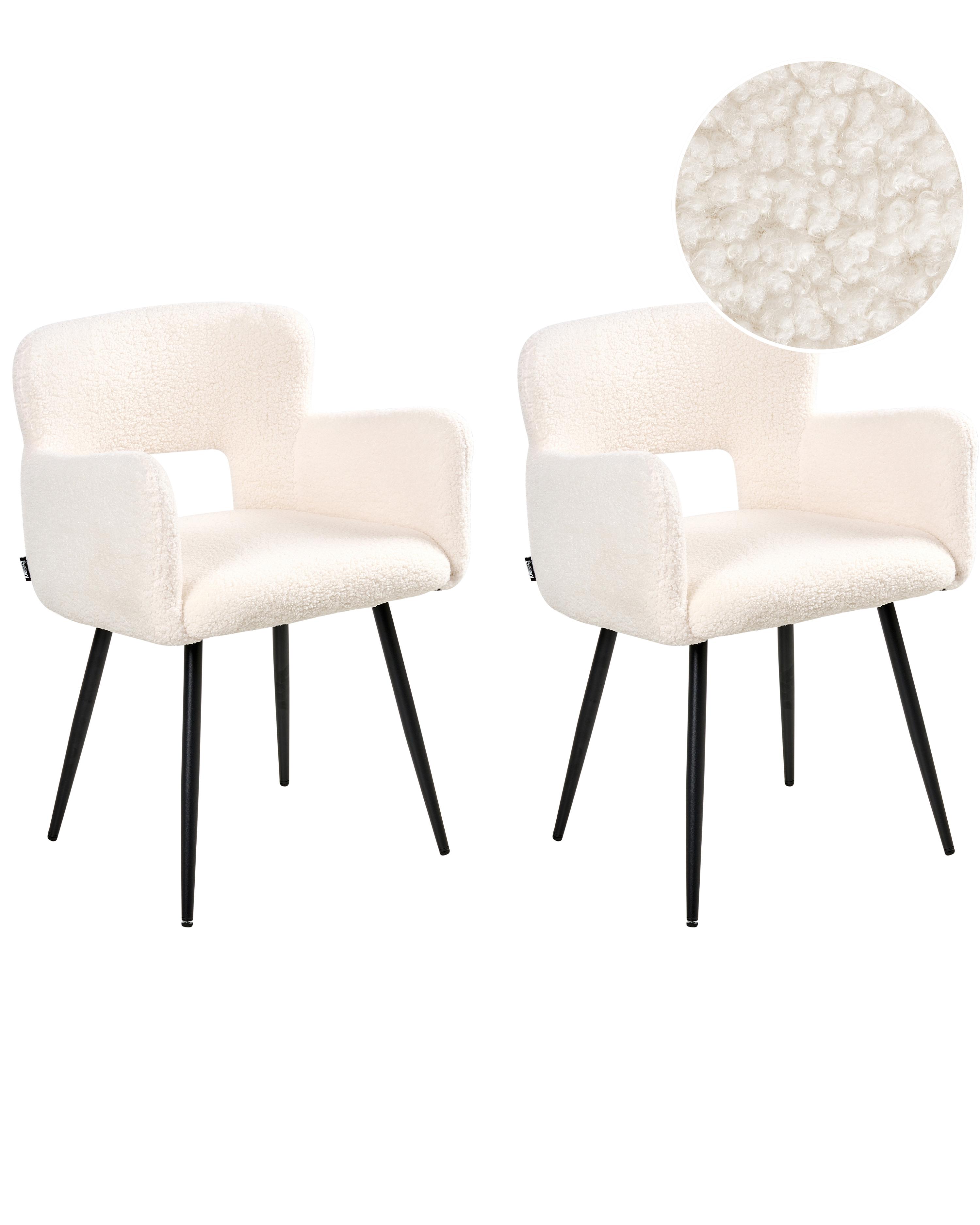 Set van 2 eetkamerstoelen SANILAC Bouclé Wit