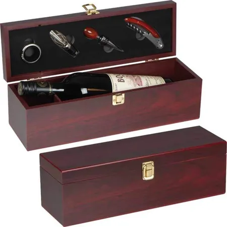 Macma Weinbox aus Holz für 1 Flasche mit Kellnermesser