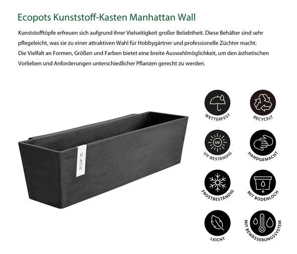 Ecopots Kunststoff-Kasten Manhattan Wall mit