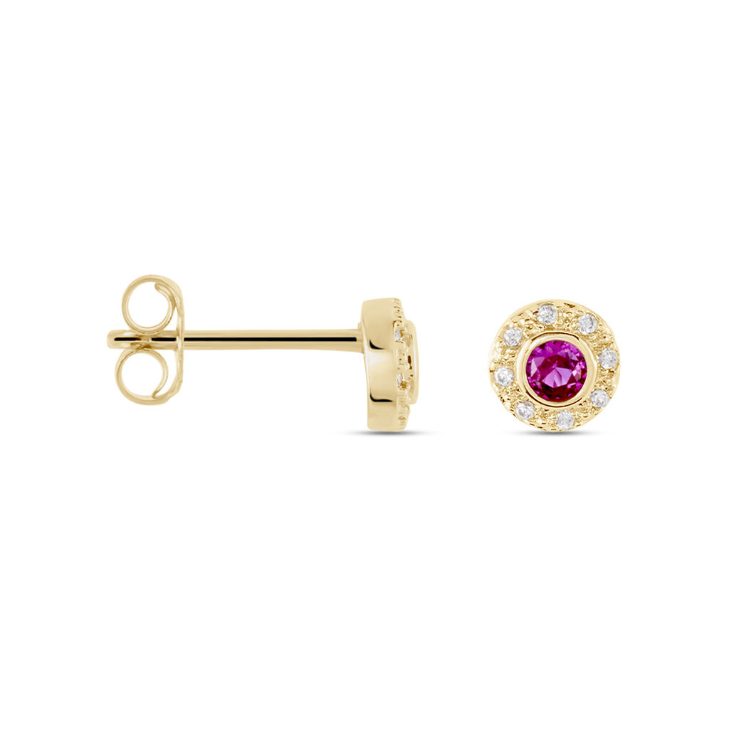 Boucles D'oreilles Puces Plaqué Or Eugenie Pierre Synthétique