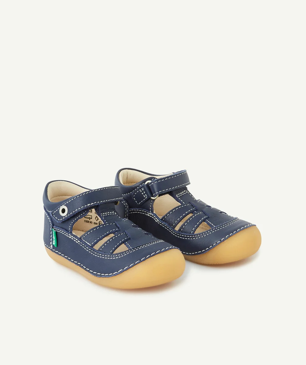 KICKERSSANDALES BÉBÉ EN CUIR BLEU MARINE