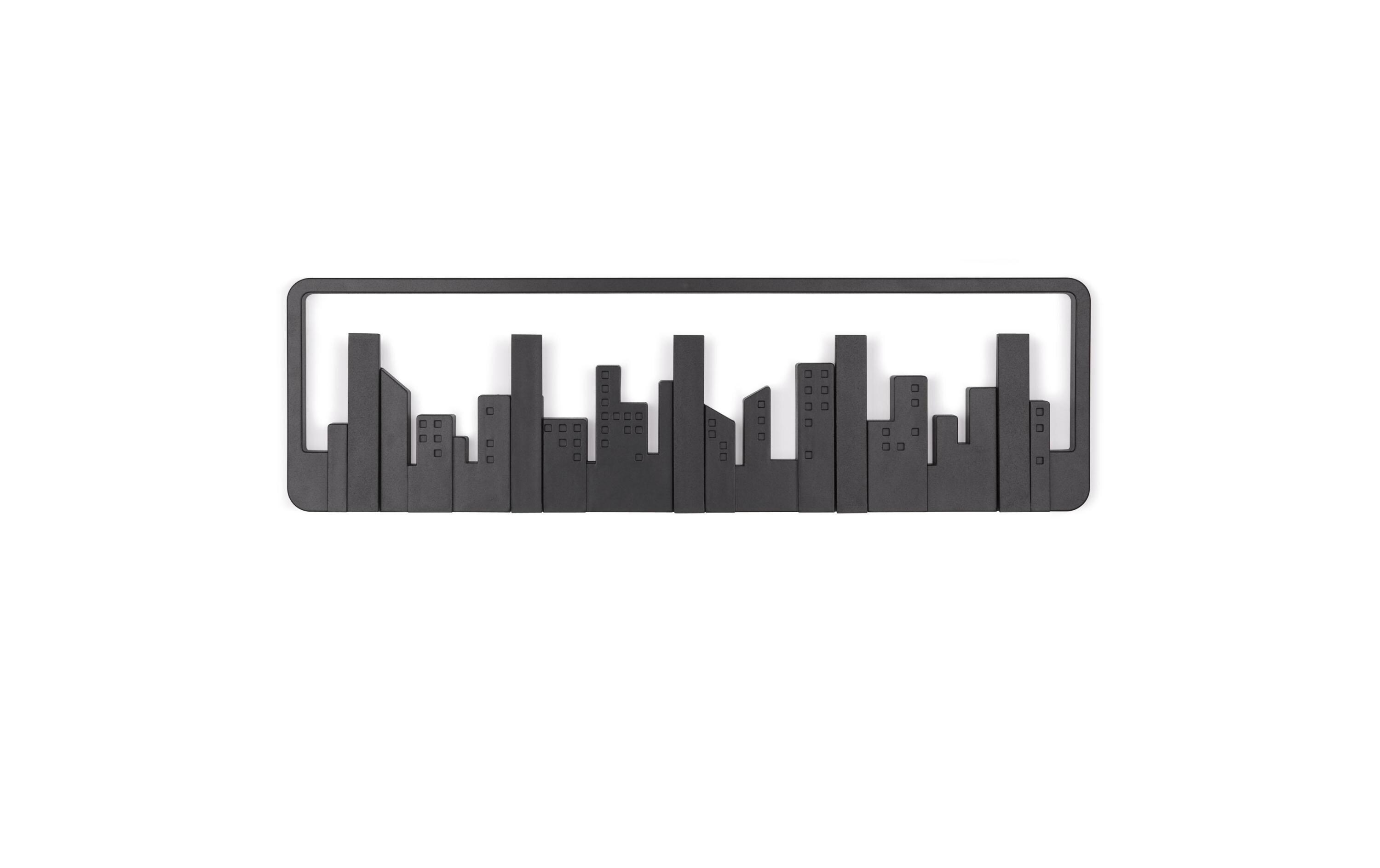 Wandgarderobe Skyline 50 cm, SchwarzGarderobenleiste mit 5 Haken