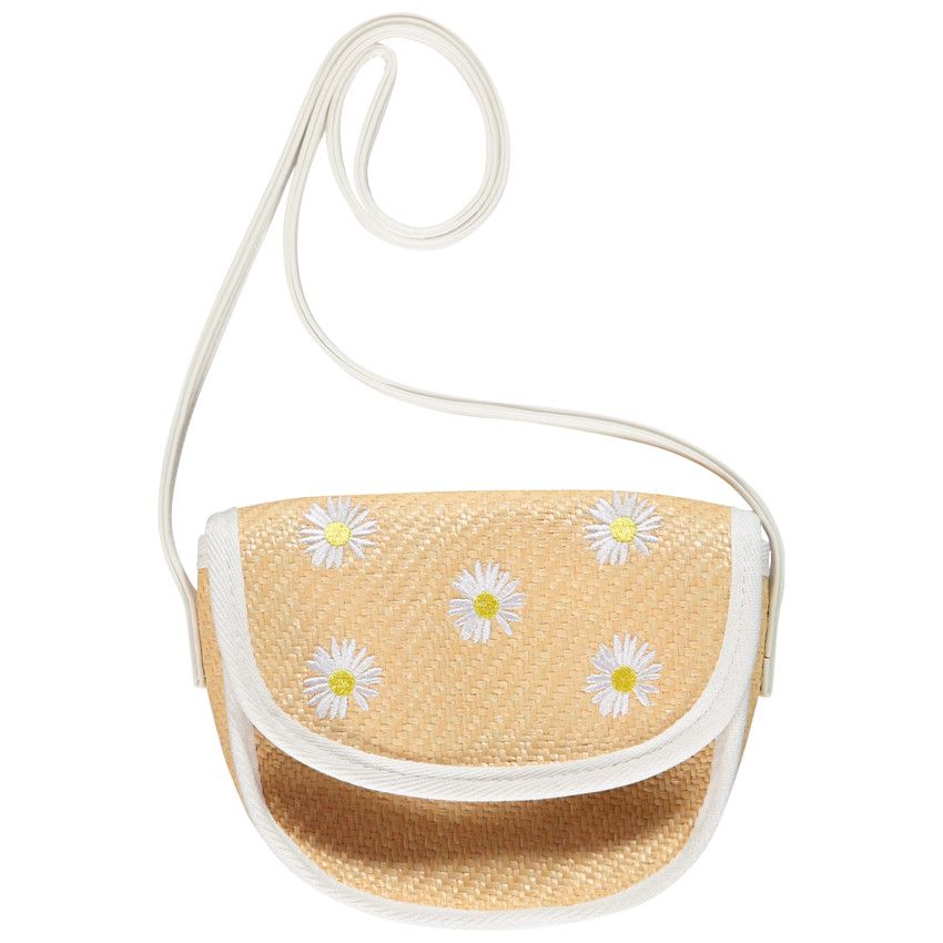 Sac bandoulière fleurs brodées pour fille - Blanc