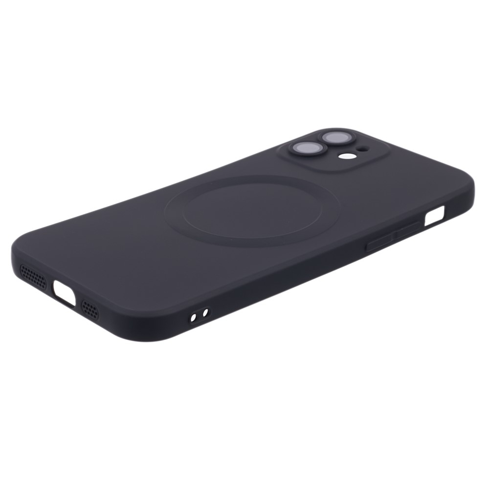 Apple iPhone 12 MagSafe Silikon Case Hülle mit Kameraglasschutz - Schwarz