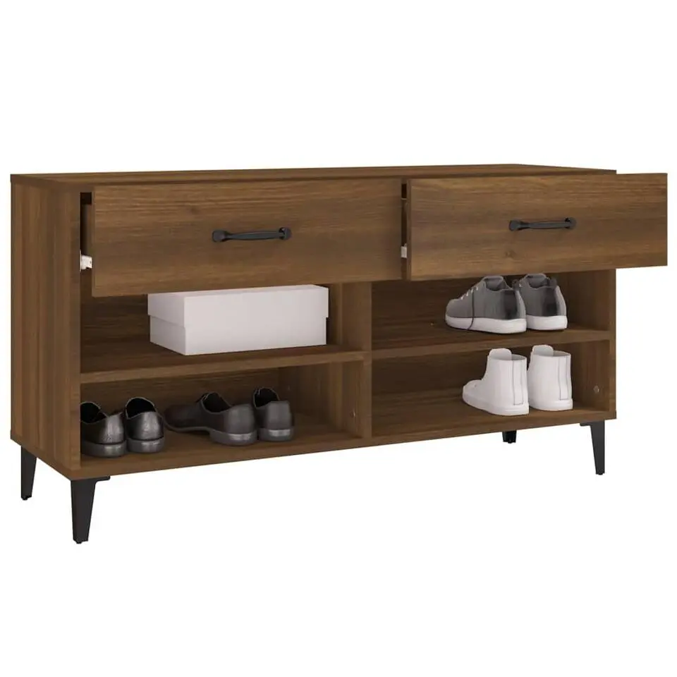 vidaXL - Schoenenkast 8 paar met 2 lades - Bruin eiken - Hout - 102x35x55 cm