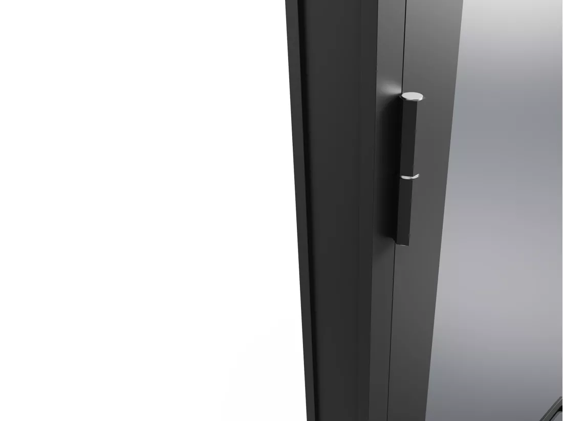 Bloc porte réversible en aluminium et verre trempé fumé - H204 x L83 cm - Noir - LOXTON