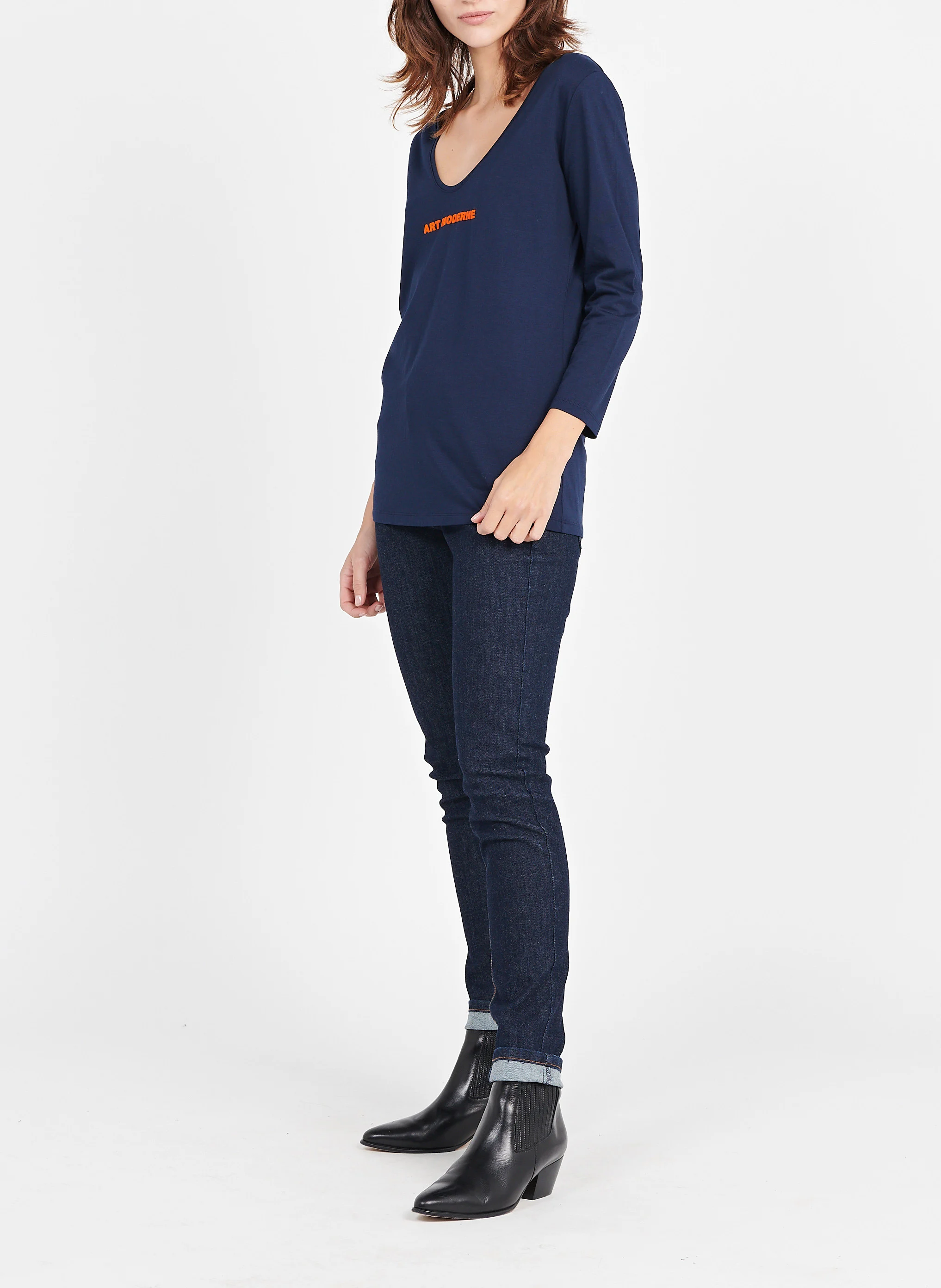 Jean slim 7/8 en coton mélangé | Bleu