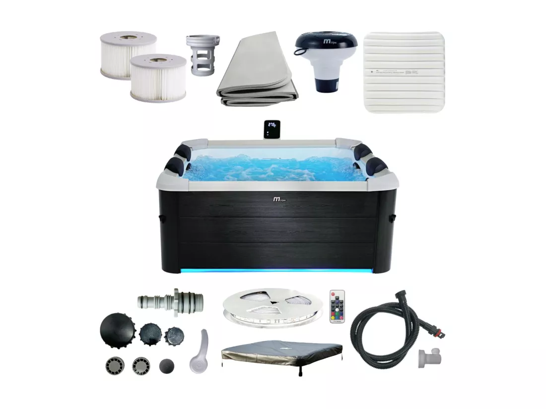 SPA rigide OSLO MSPA 6 personnes gris. 4 coussins. bâche incluse + housse thermique. hydromassages système