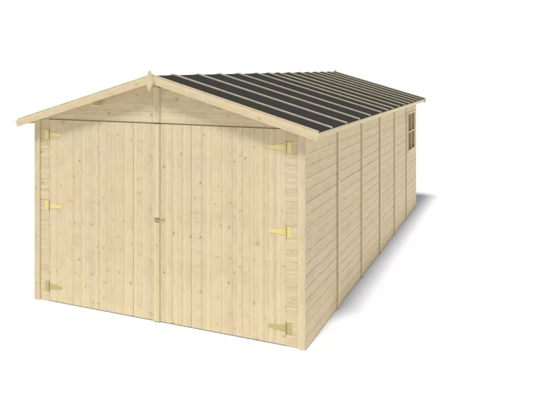 Garage en bois - 18,19m2 - 3,05x5,91m - Ep. 18mm - couleur: naturel - GAR29 - ALTANKA