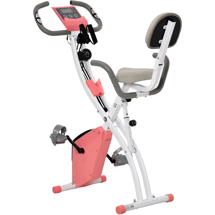 HOMCOM Fahrradtrainer mit LCD Display rosa, weiß