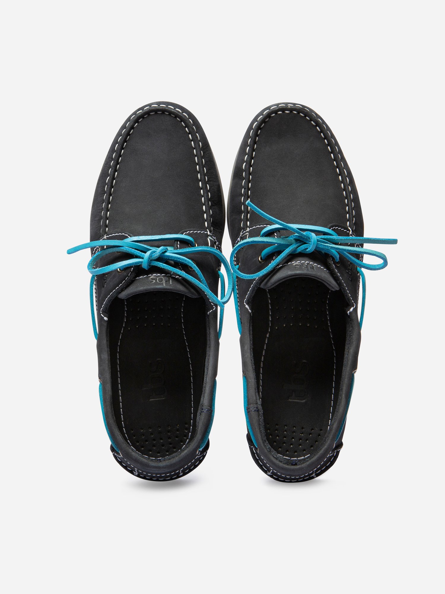 Chaussure Bateau Cuir Marine et Bleu
