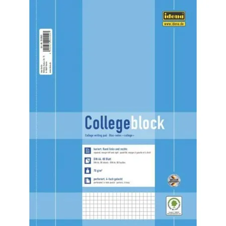 Idena Collegeblock A4, 80 Blatt, gelocht, Lineatur 28