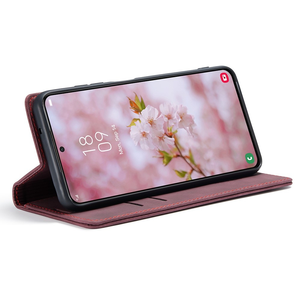 Samsung Galaxy S22 5G Leder Tasche Flip Wallet Etui mit Kartenfächern - Dunkelrot