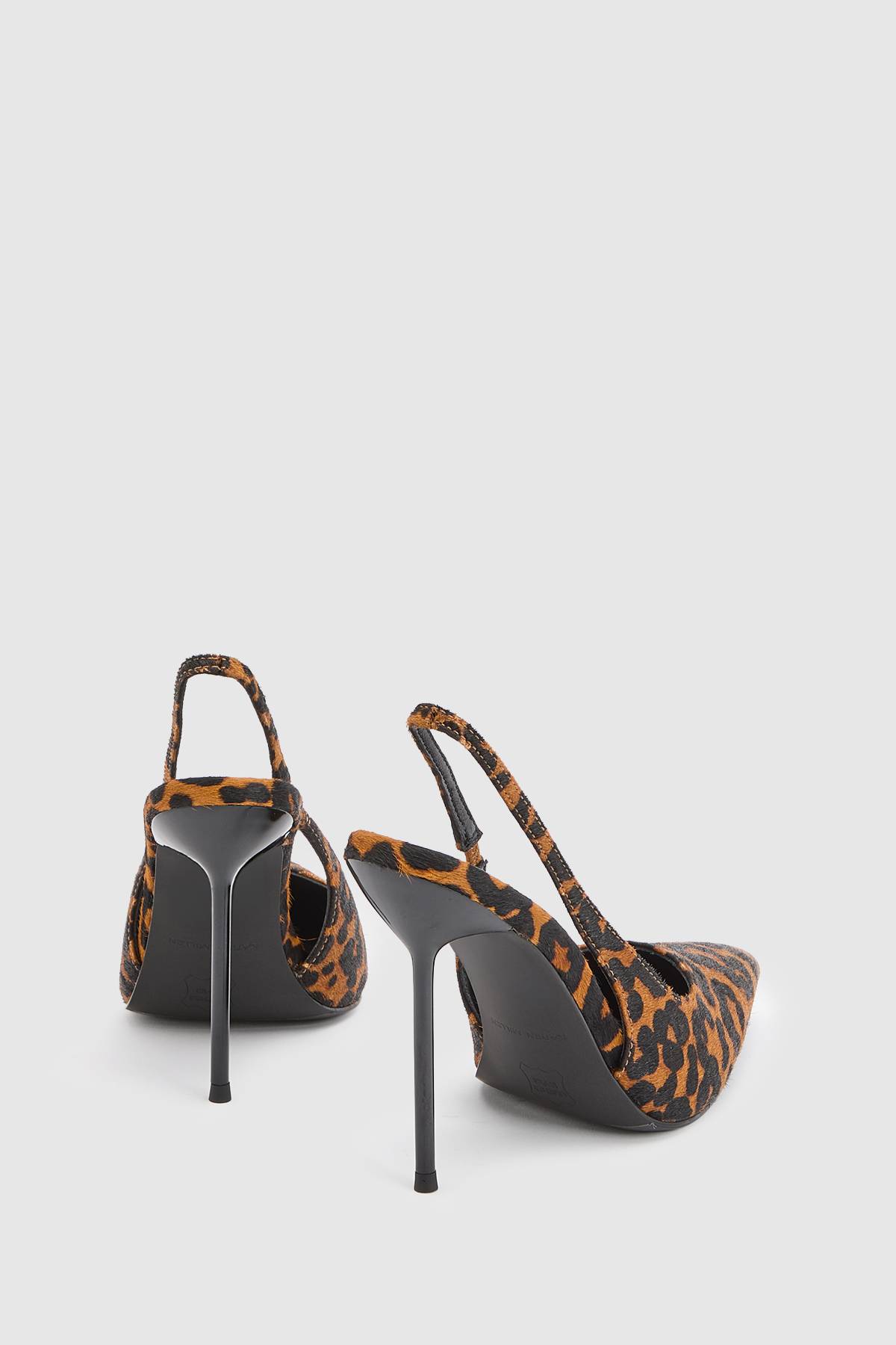 KarenMillen Escarpin À Bride Arrière En Cuir Imprimé Léopard Avec Talon