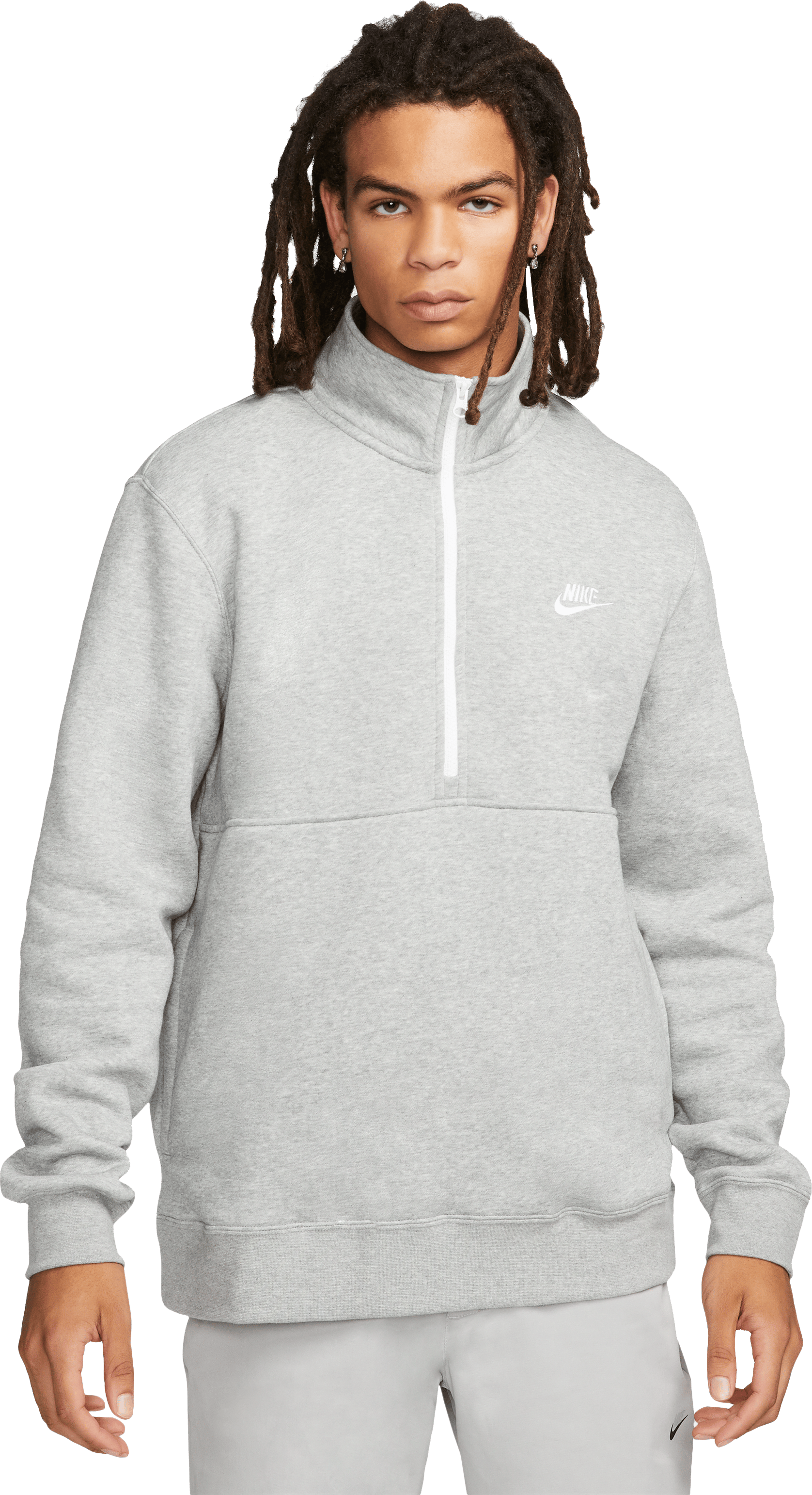 Nike Club HalfZip Sweatshirt Grau Weiss F066