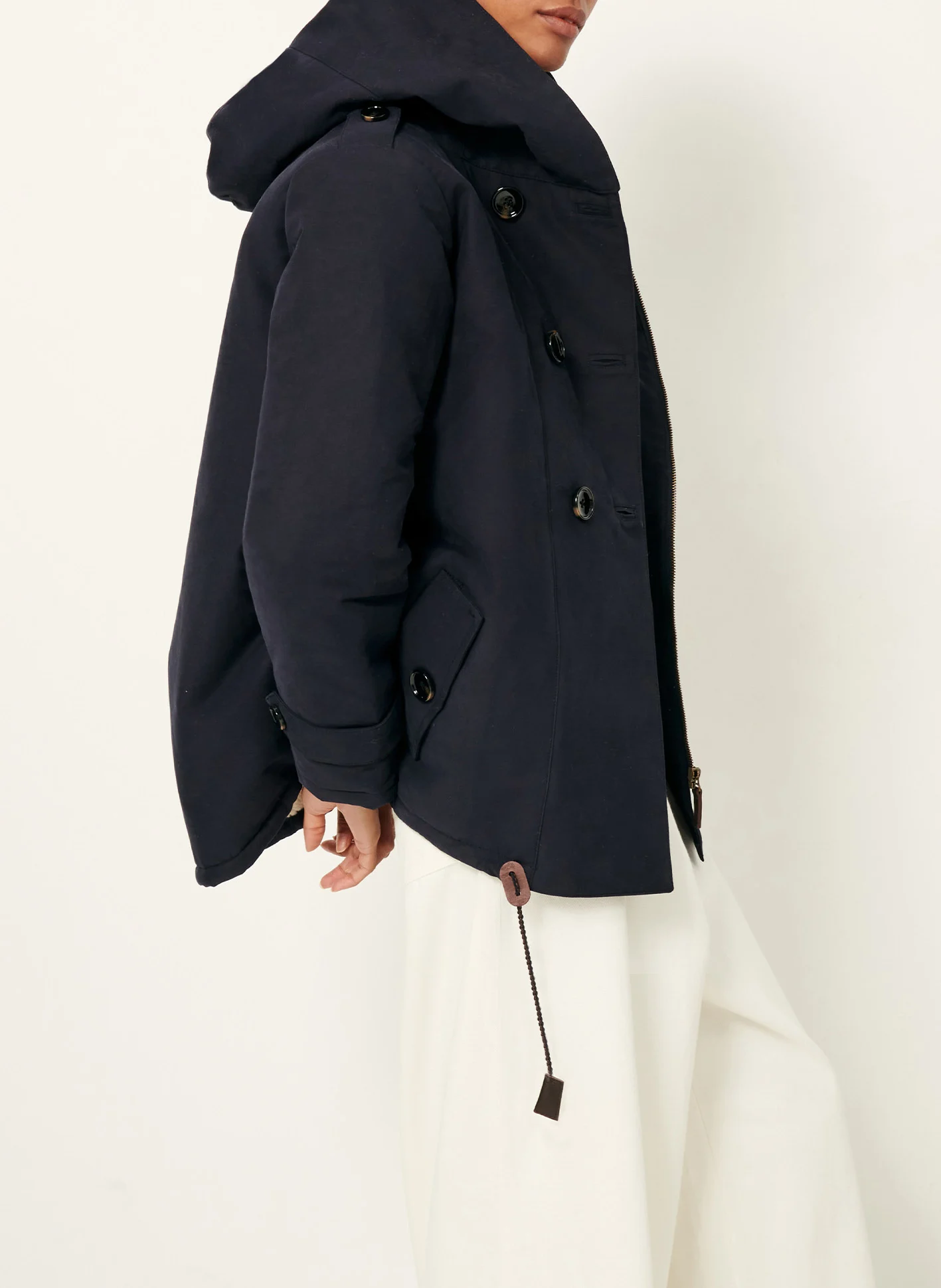 SANDISON - Parka courte à capuche en coton mélangé | Bleu