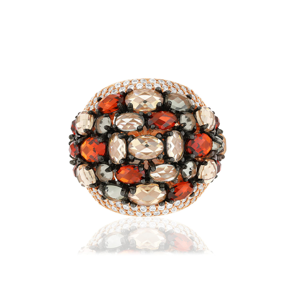 Bague argent 925 rosé zirconias multicolores