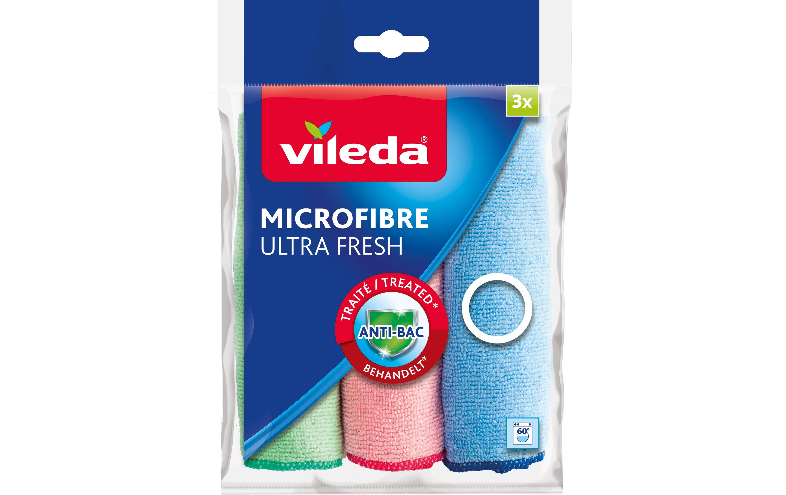 Mikrofaser-Reinigungstuch Ultra Fresh 3 Stück, Blau/Grün/RotMicrofaser Allzwecktuch Set, 30 x 30 cm