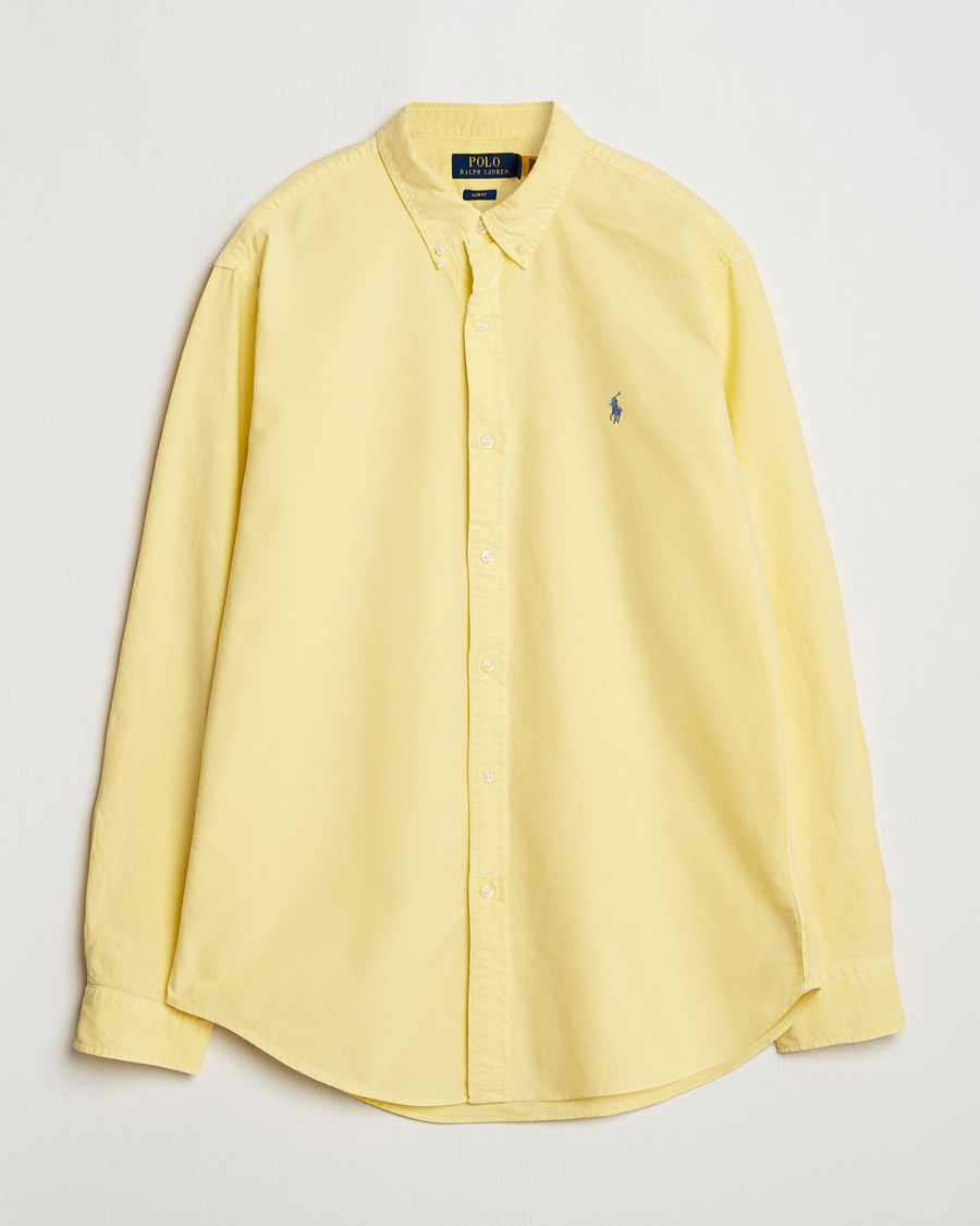Polo Ralph Lauren Slim Fit Garment Dyed Oxford Shirt Wicket Yellow