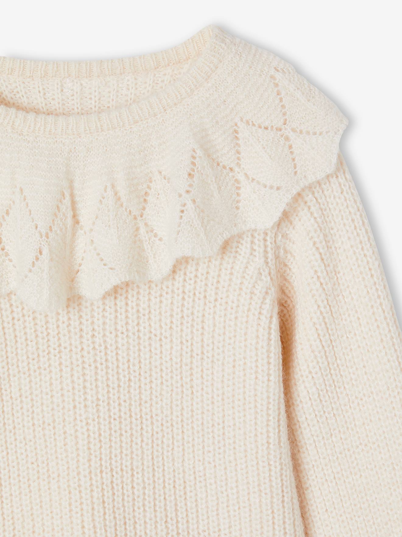 Suéter elegante com gola vazada e cachecol para meninas, maquiagem bege