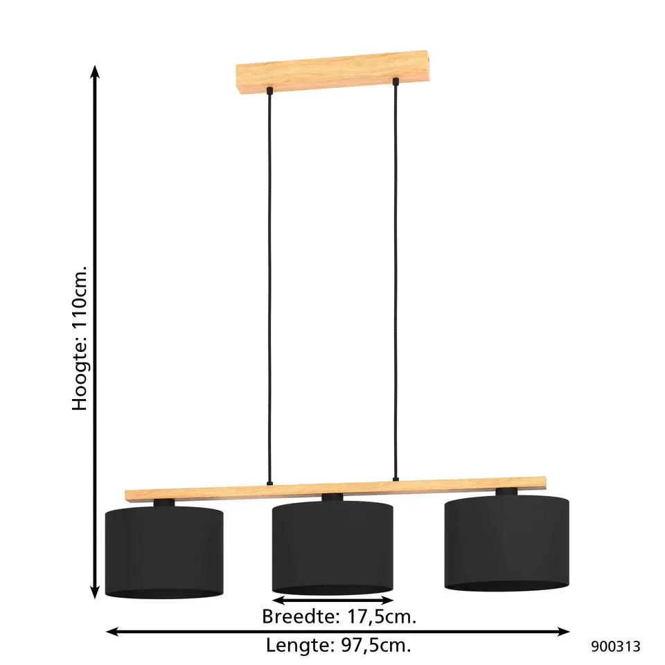 EGLO Castralvo Hanglamp - E27 - 97,5 cm - Bruin/Zwart