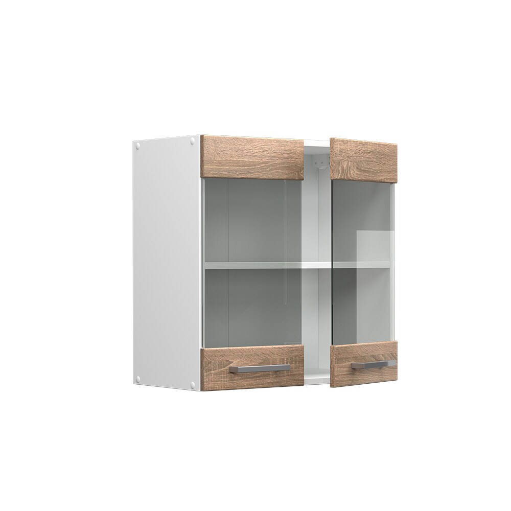 Vicco Hängeglasschrank Küchenschrank Küchenzeile R-Line 60 cm Weiß Sonoma Tür Fächer