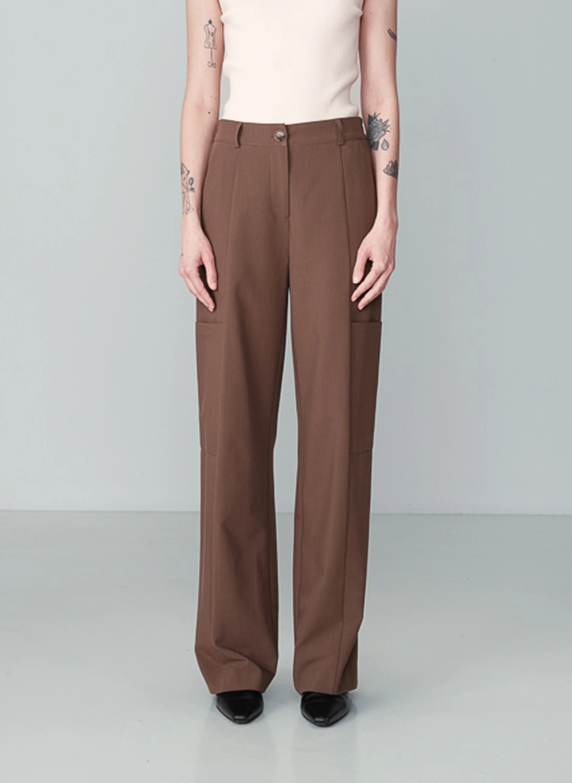 NOYOCO - Pantalon large| Gris
