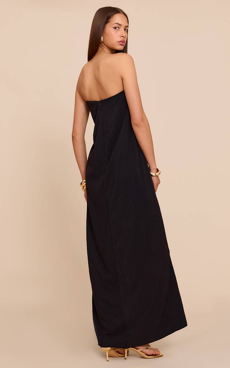 Noir Robe Maxi Bandeau Fluide En Tissu Tissé