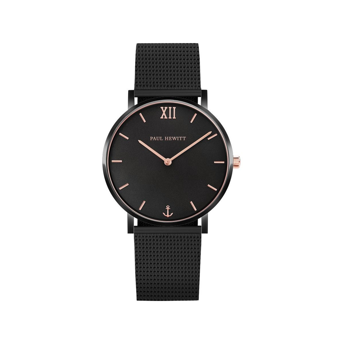 Montre Paul Hewitt mixte acier noir milanais