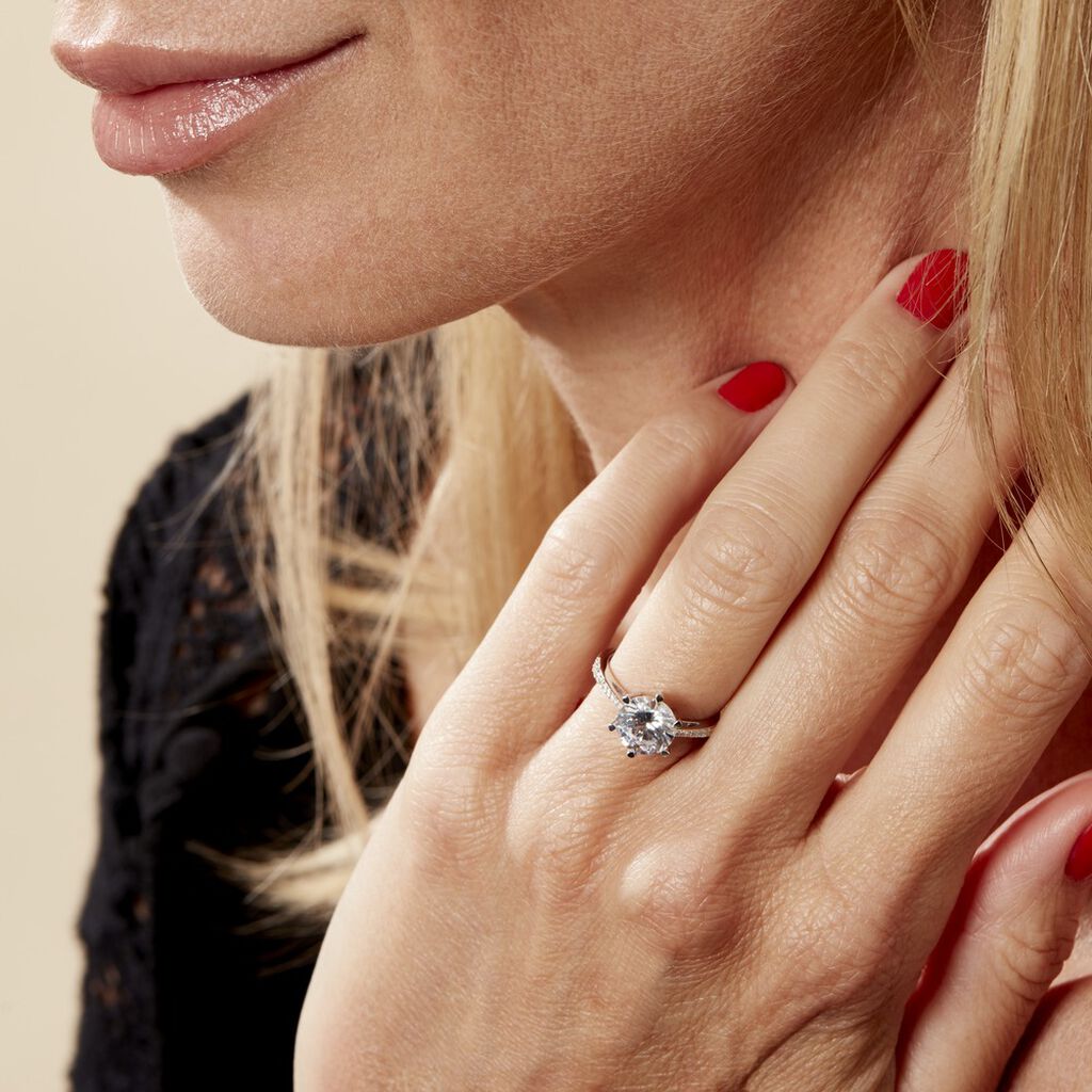 Bague Solitaire Ritage Or Blanc Oxyde De Zirconium
