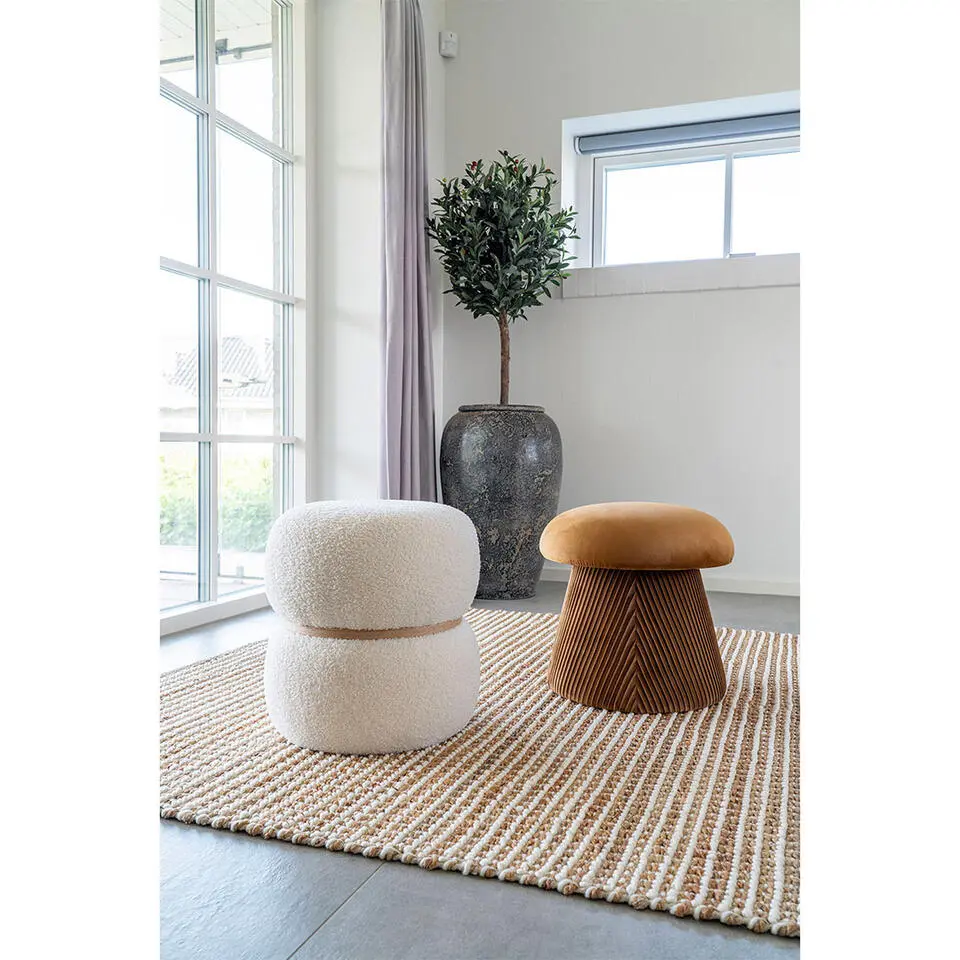 House Nordic Poef Hampton Velvet Oker Ø39x42cm