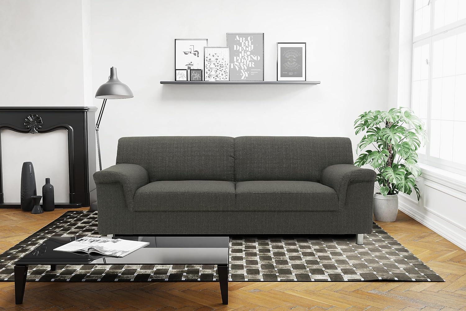 DOMO Collection Jamie Sofa 2er Couch, Garnitur 2 Sitzer, schlamm, 190 x 80 x 72 cm