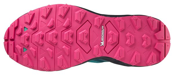 Chaussures de Trail Running Femme Mizuno Wave Daichi 7 Vert Bleu Rose